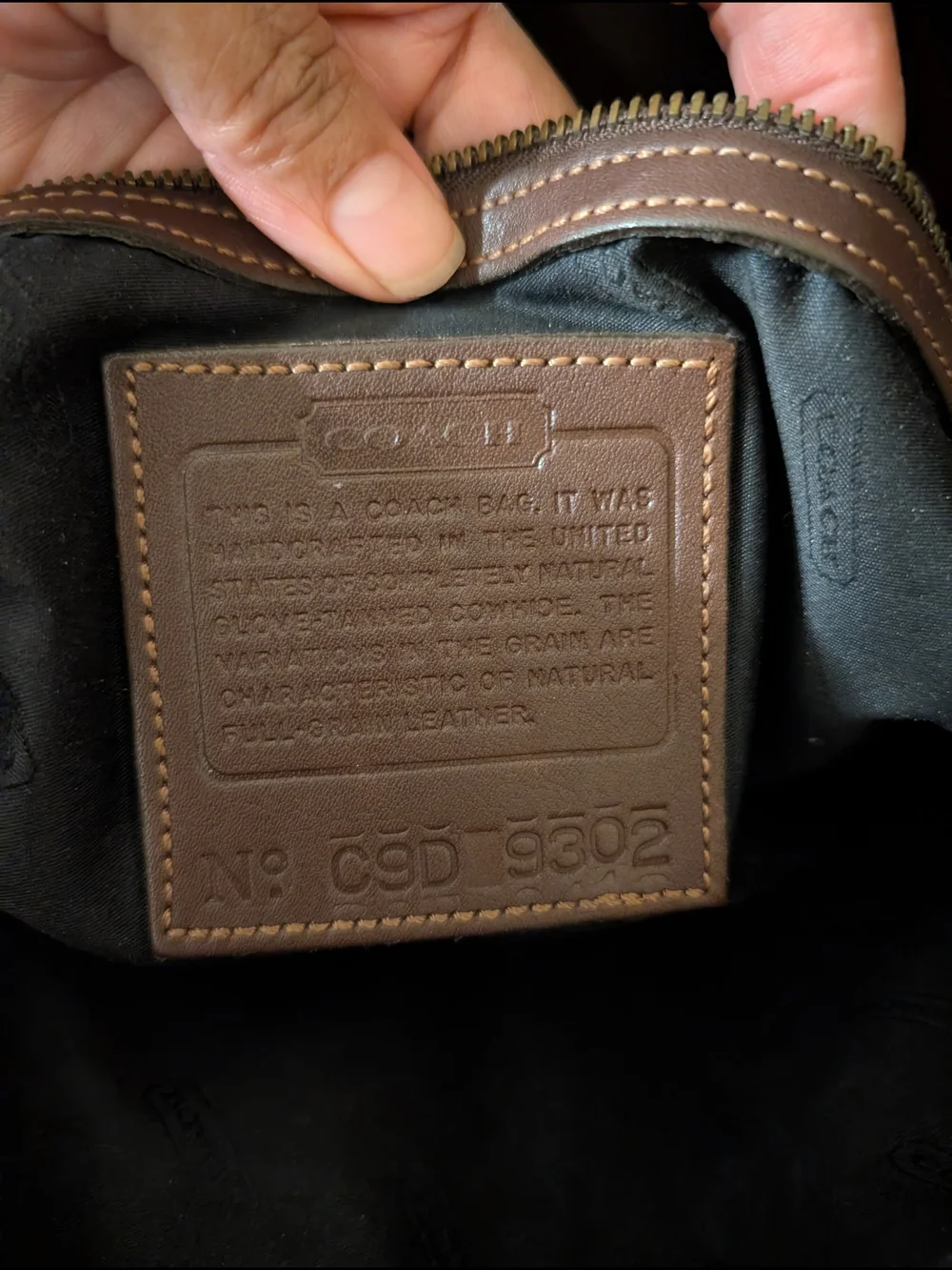 Vintage Coach 9302 Brown Glove-Tanned Leather Zip Top Tote | USA Made